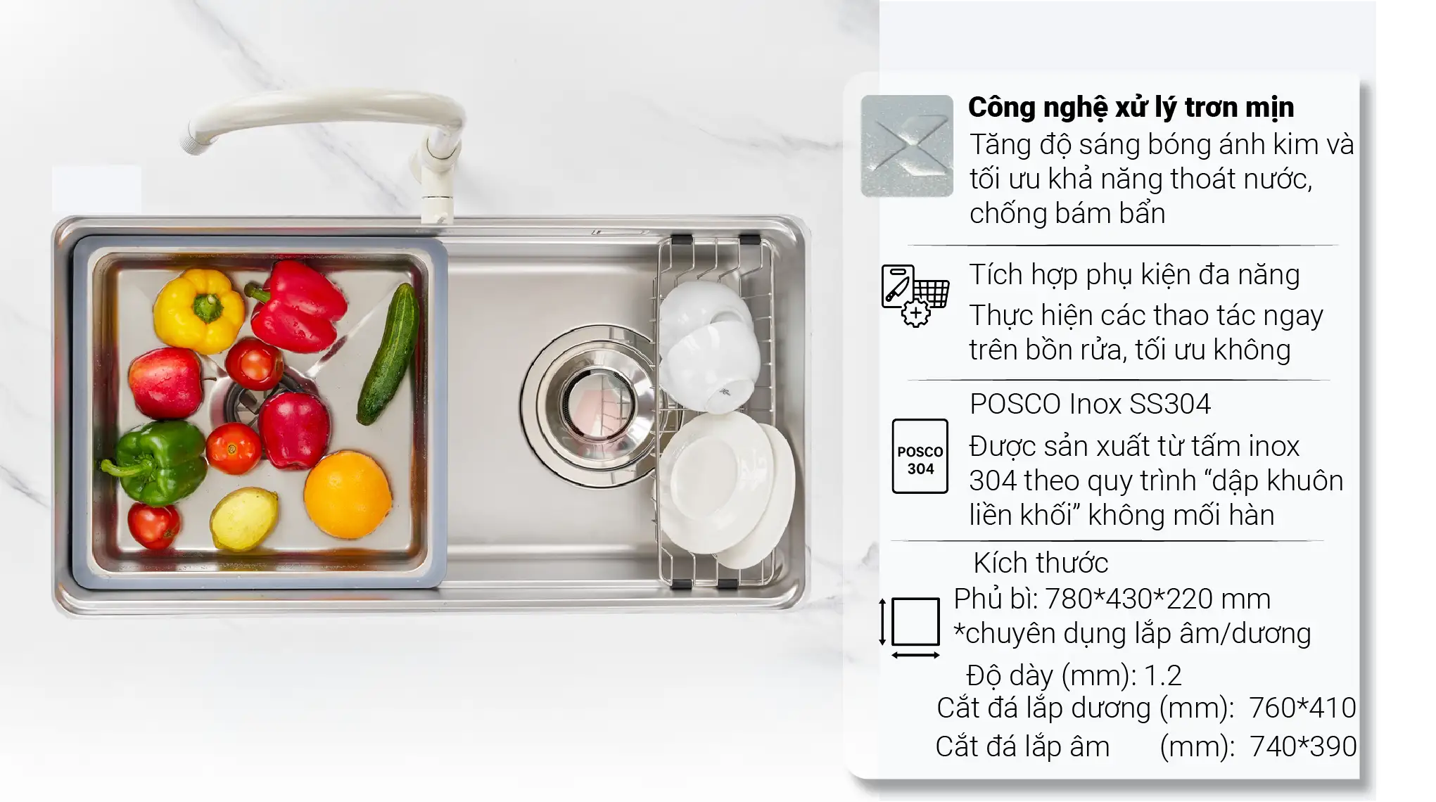 Công năng của Chậu rửa bát Konox Tari 780SM