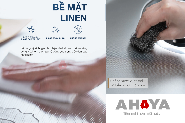 Bồn rửa chén Eurogold có bề mặt chống xước, phủ lớp Nano chống dính vân tay và dầu mỡ