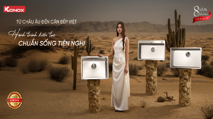 Bồn rửa chén Konox theo quy trinh sản xuất nhập khẩu từ Châu Âu