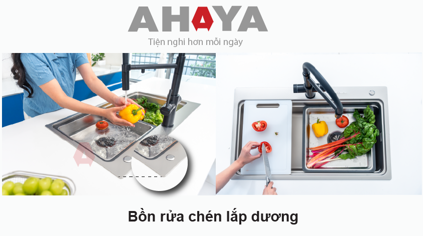 Bồn rửa chén lắp dương cố định chắc chắn dễ lắp đặt