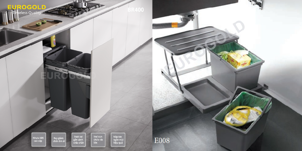 Thùng rác Eurogold giúp căn bếp bạn luôn sạch sẽ và thoải mái