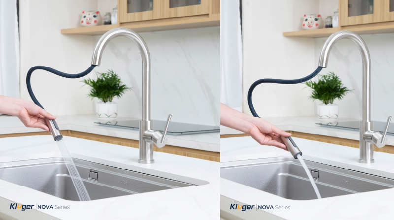 Vòi rửa chén Kluger KLF0030S chất liệu inox 304 - 2 chế độ xả nước tiện lợi