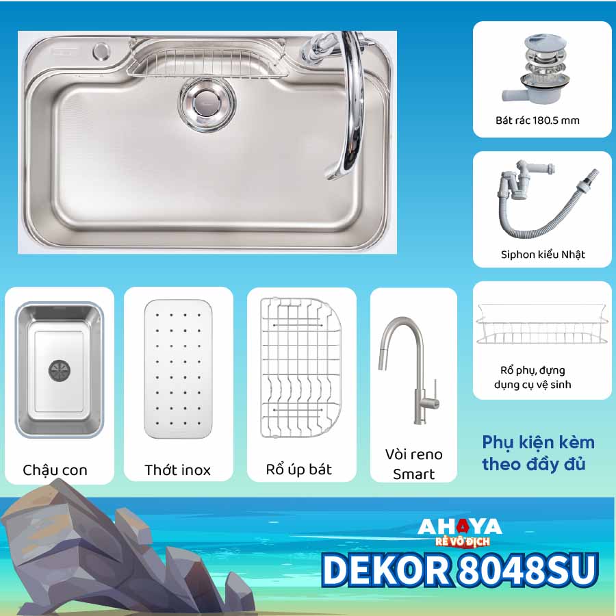 Bồn rửa chén Konox Dekor 8048SU -1