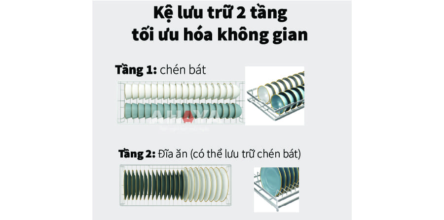 Kệ chén nâng hạ điện Eurogold ESL9870 700mm dẹt - tải trọng