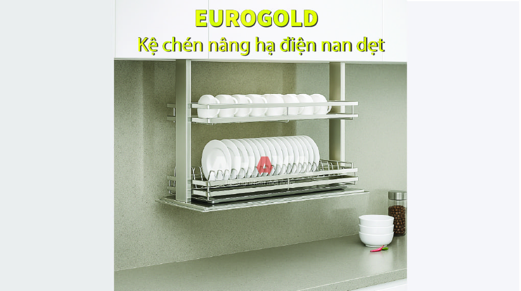 Kệ chén nâng hạ điện Eurogold ESL9890 900mm dẹt - thiết kế 