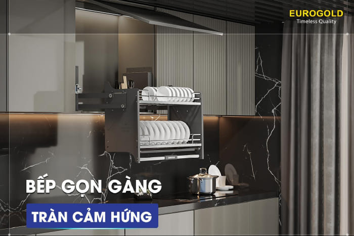 Kệ chén nâng hạ Eurogold EPO9360LX oval 600mm - thiết kế