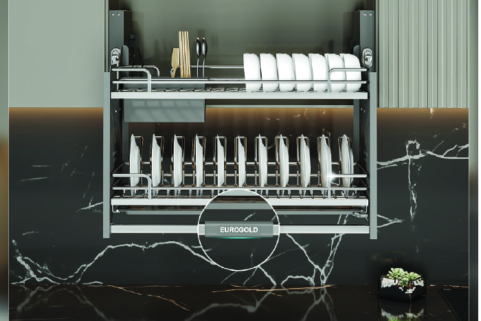 Kệ chén nâng hạ Eurogold EPO9370LX oval 700mm - Trải nghiệm