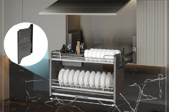 Kệ chén nâng hạ Eurogold EPO9370LX oval 700mm - Chất liệu