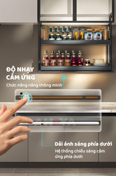 Kệ gia vị nâng hạ điện Eurogold ESV8990pro 900mm - công nghệ cảm ứng thông minh