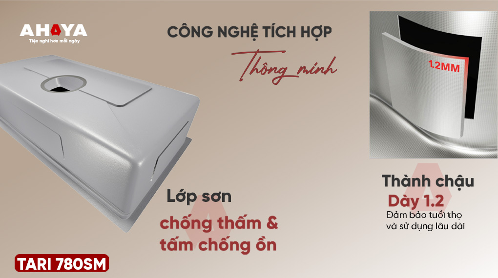 Bồn rửa chén Konox Tari 780SM 1.2 POSCO 304 - công nghệ chống ồn, chống ngưng tụ hơi nước