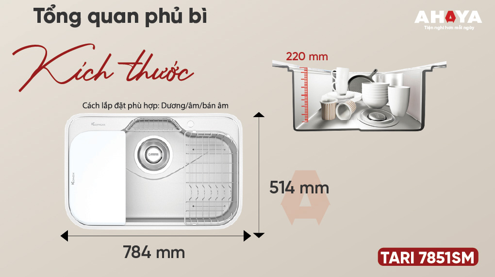 Bồn rửa chén Konox Tari 7851SM - Ảnh 9