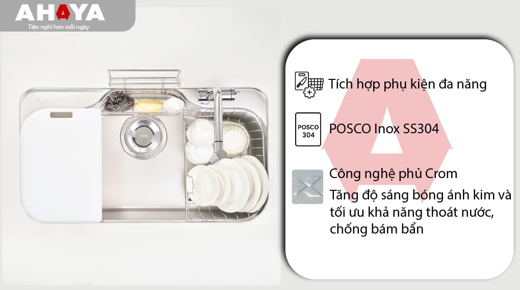 Bồn rửa chén Konox Tari 9051SM 1 ngăn 900mm 1.2 POSCO 304