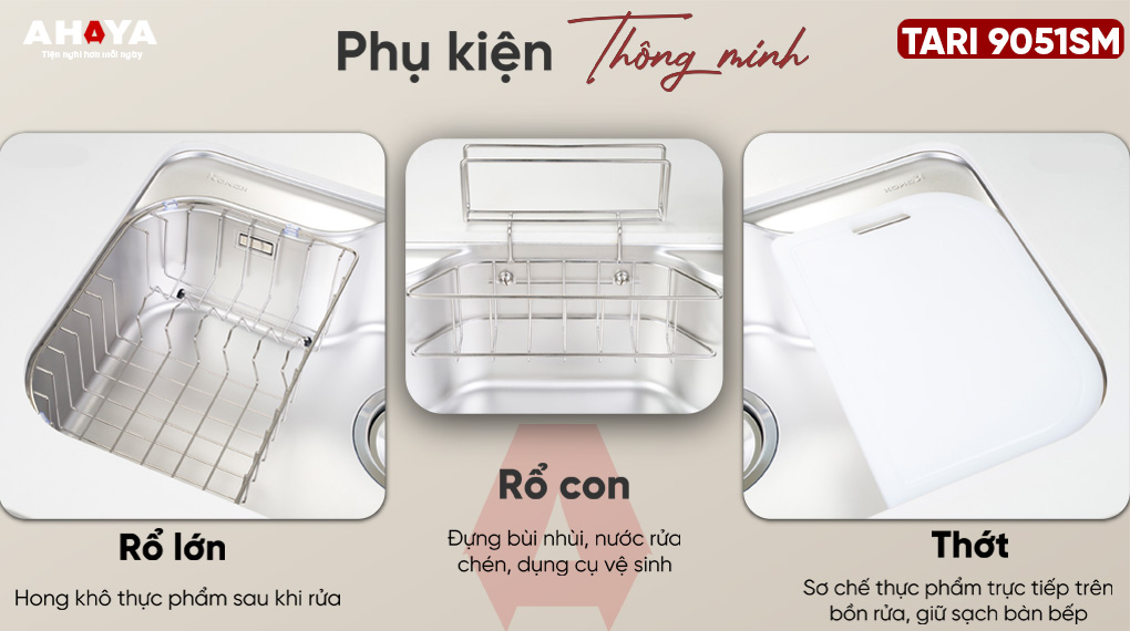 Bồn rửa chén Konox Tari 9051SM 1 ngăn 900mm 1.2 POSCO 304