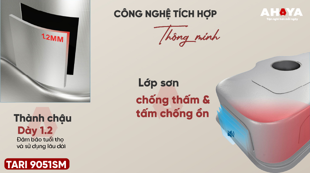 Bồn rửa chén Konox Tari 9051SM 1 ngăn 900mm 1.2 POSCO 304