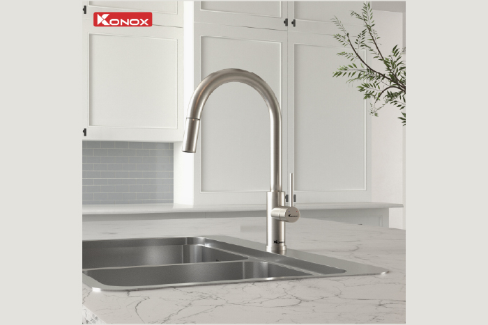 Vòi rửa chén dây rút Konox Reno Smart - ảnh render