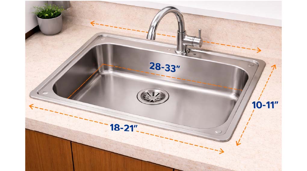 Kích thước bồn rửa chén 1 hố