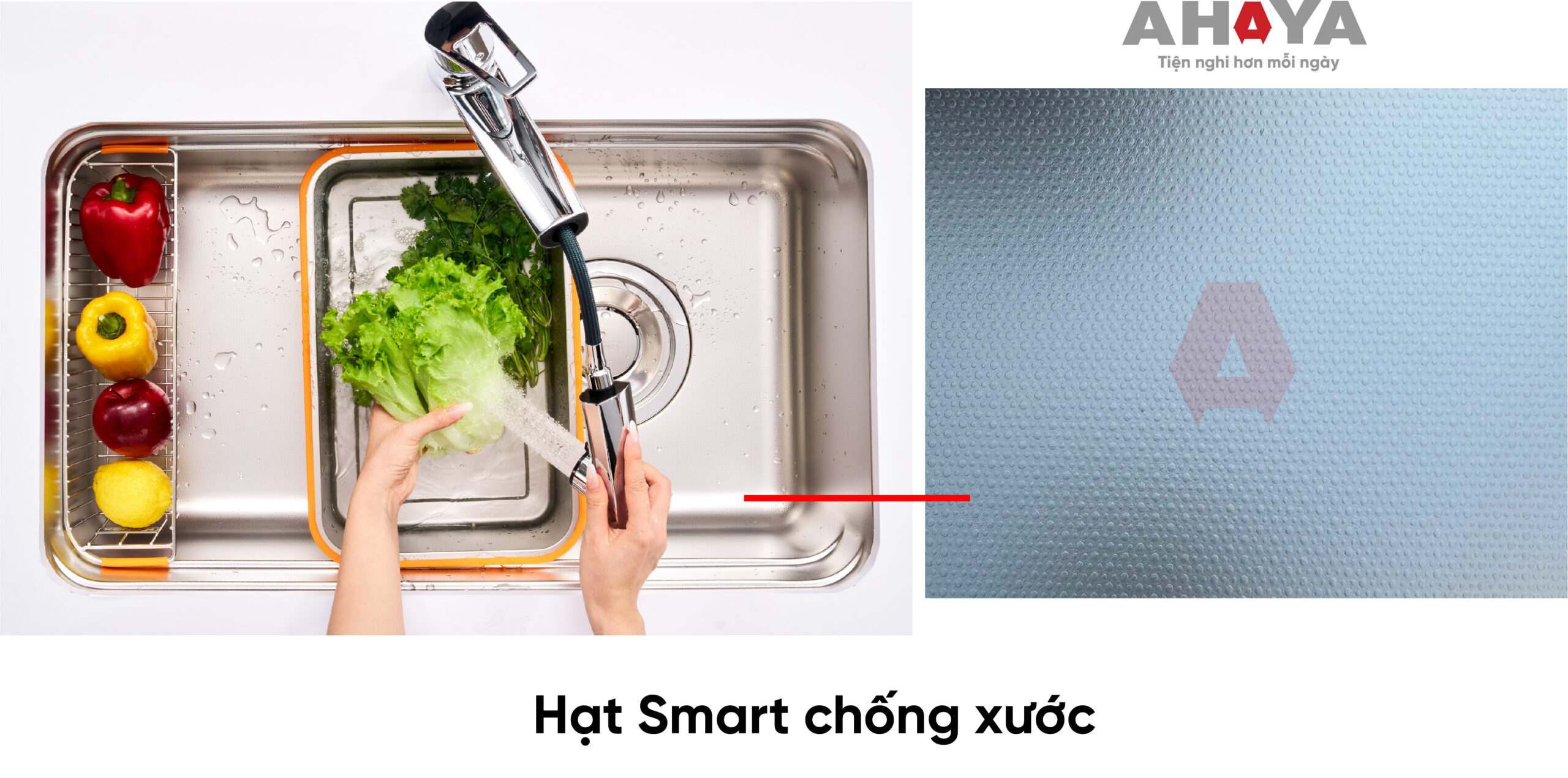 Bề mặt bồn rửa chén chống xước hạt Smart
