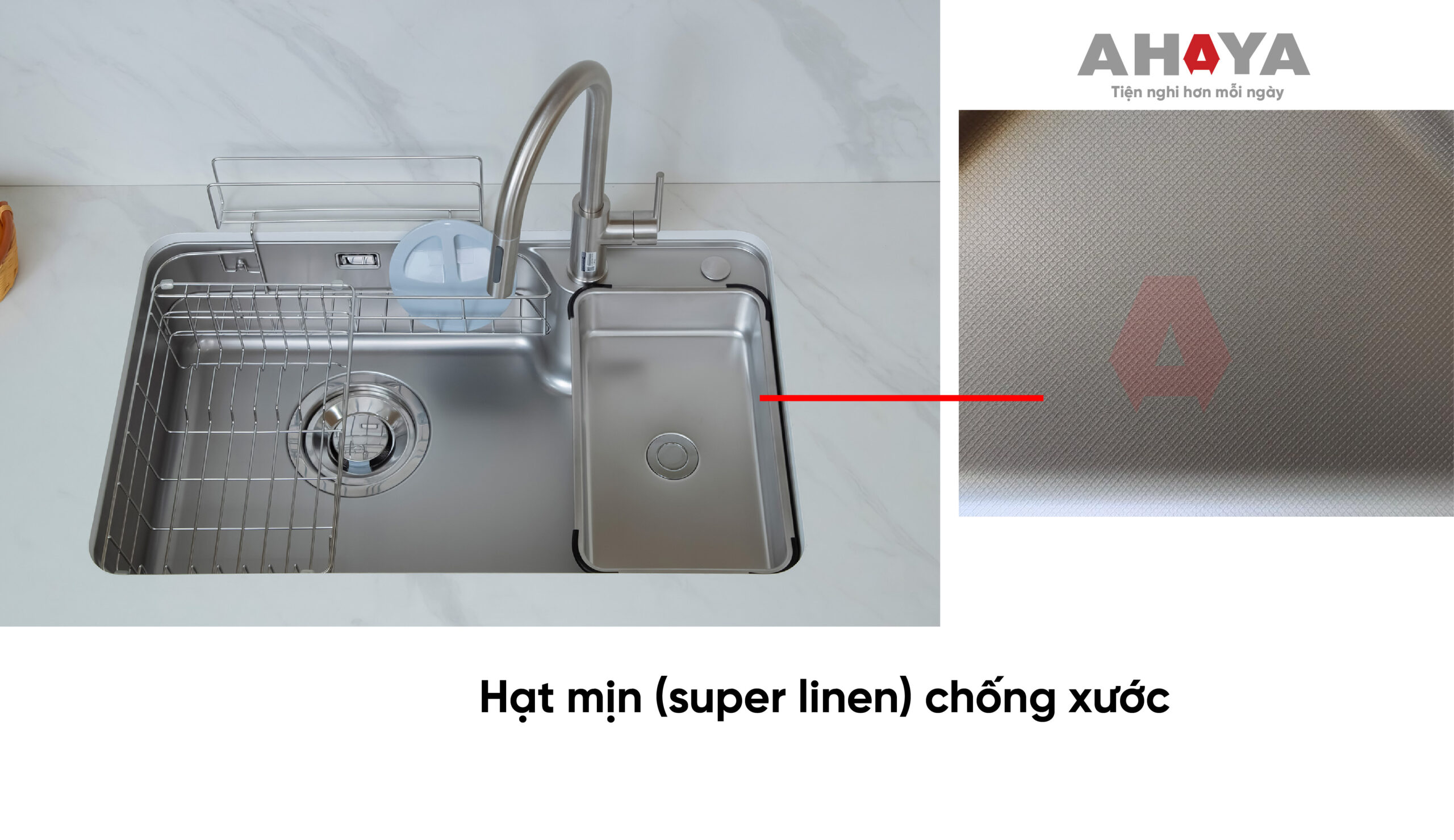 Bề mặt bồn rửa chén chống xước - Super Linen