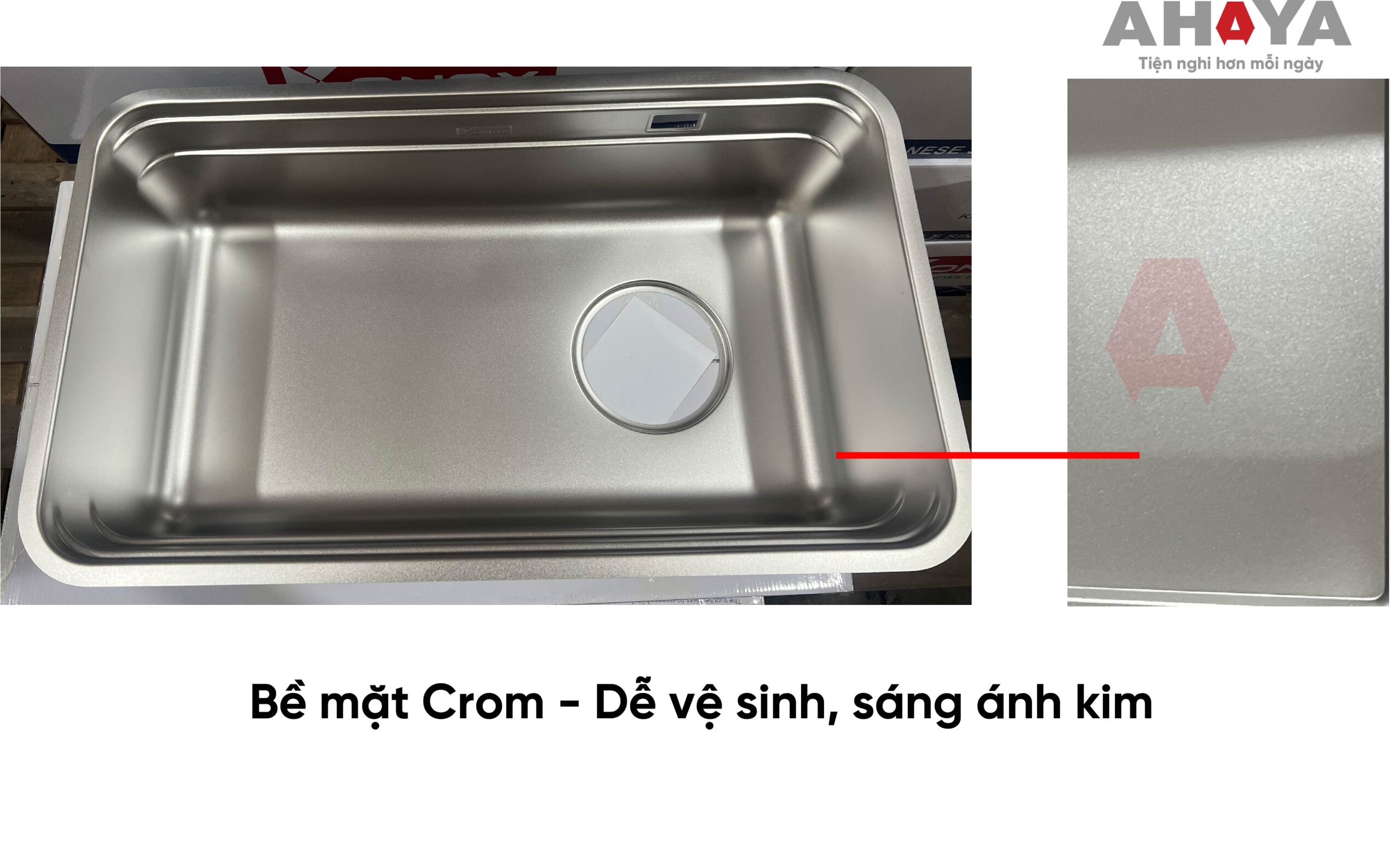 Bề mặt bồn rửa chén phủ Crom