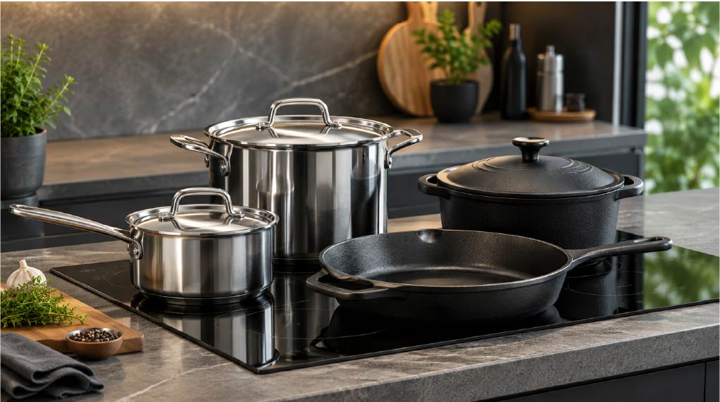 Bếp từ đôi lắp âm GrandX GX IH682SE - chỉ sử dụng các dụng cụ nấu nhiễm từ như inox và gang