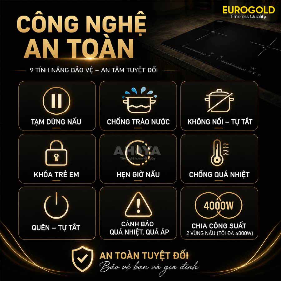 Bếp từ Eurogold EUH8989Pro 3700W - công nghệ an toàn