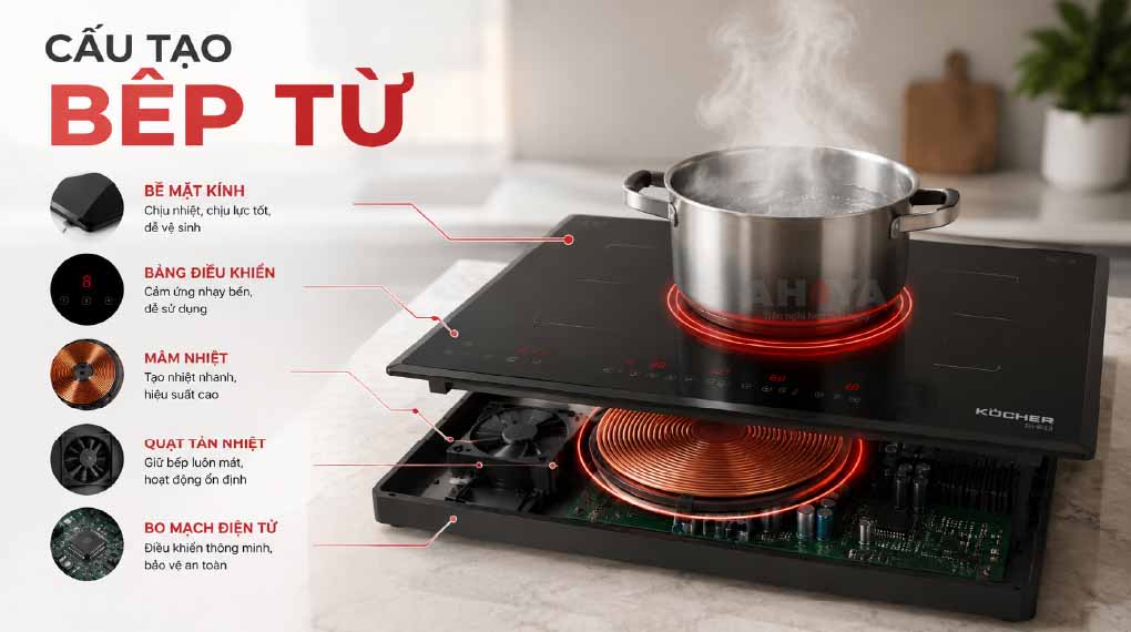 Cấu tạo bếp từ