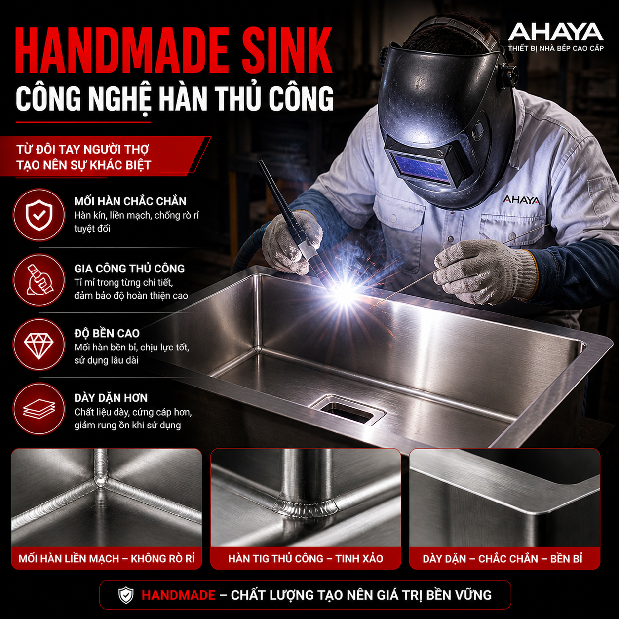  cách chọn chậu rửa bát công nghệ handmadesink