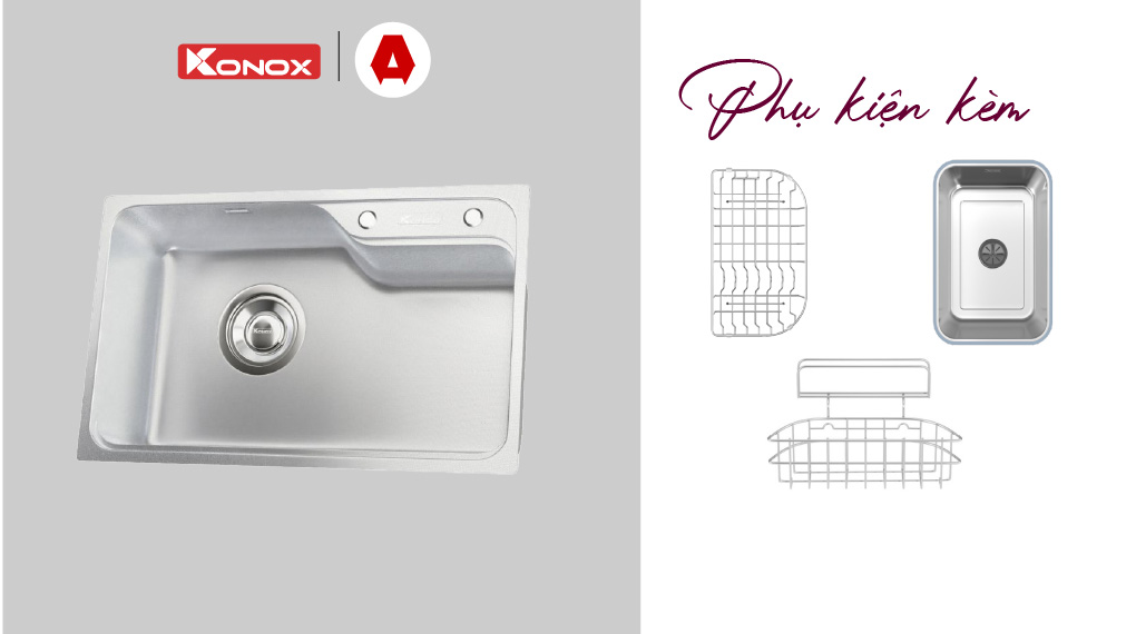 Bồn rửa chén Konox Tari Smart 8050 - Phụ kiện kèm