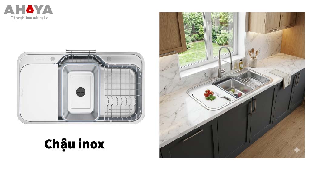 Chậu rửa bát nên dùng inox hay chậu đá - 4